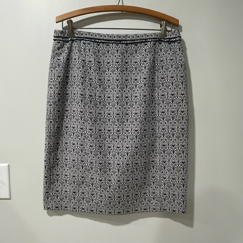 Tory Burch Heidi Pencil Skirt Navy White Ivory Luxury Designer Preppy Boho